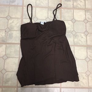 (192) One Step Up Brown Strappy Tank
